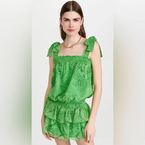 Amanda Uprichard Cotter Green Bandana Paisley Dress - Picture 7 of 17